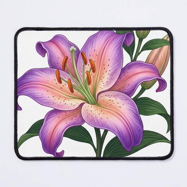 Item preview, Purple Lily Botanical Illustration - Elegant Oriental Floral Art Print designed and sold by seven things shop.