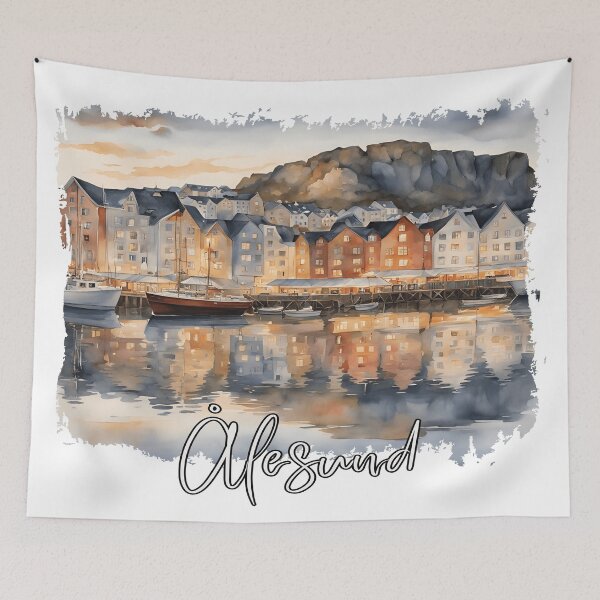 Item preview, Watercolor of Alesund, Alesund Norway designed and sold by Dressyourflag.