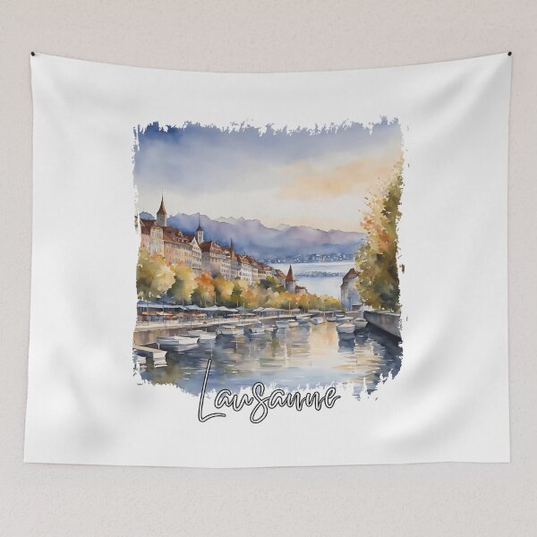 Item preview, Watercolor of Lausanne, Lausanne Switzerland designed and sold by Dressyourflag.