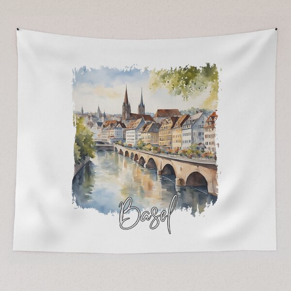 Item preview, Watercolor of Basel, Basel Switzerland designed and sold by Dressyourflag.