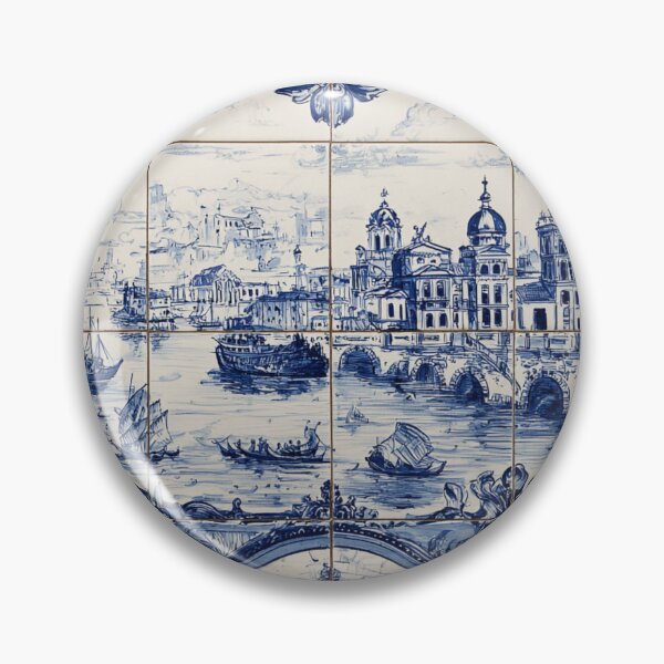Item preview, Italian Ceramic Porcelain Mural Port of Venice Pattern designed and sold by GrinGalore.