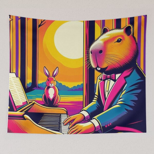 Artikelvorschau, Jazz Capybara – Buntes Klaviermotiv entworfen und verkauft von Dogandesighn.