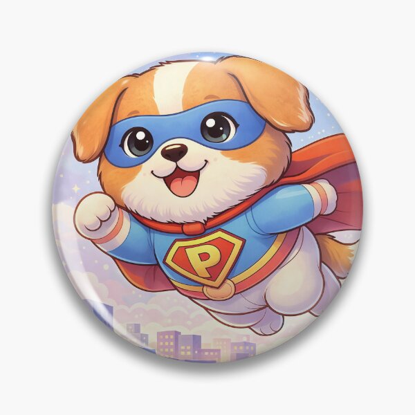 Item preview, Superhero Puppy Flying Over City | Cute Kawaii Dog Hero Cartoon Illustration designed and sold by Furfolkz.
