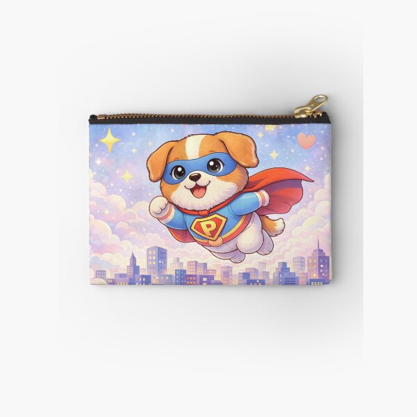 Item preview, Superhero Puppy Flying Over City | Cute Kawaii Dog Hero Cartoon Illustration designed and sold by Furfolkz.