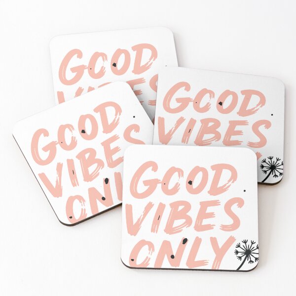 Item preview, Hand lettered brush script reads Good Vibes Only above a delicate dandelion illustration, conveying positivity, calm, motivation and modern boho style for posters designed and sold by Dejbar.