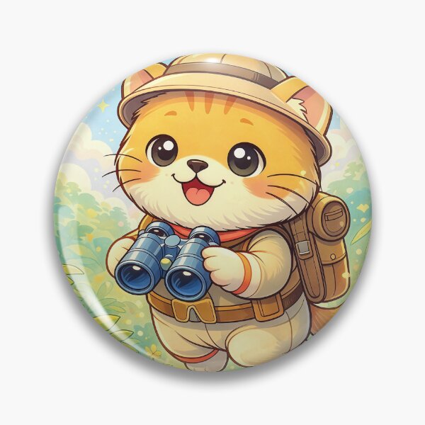 Item preview, Cute Jungle Explorer Cat with Binoculars | Kawaii Adventure Kitten Cartoon Illustration designed and sold by Furfolkz.