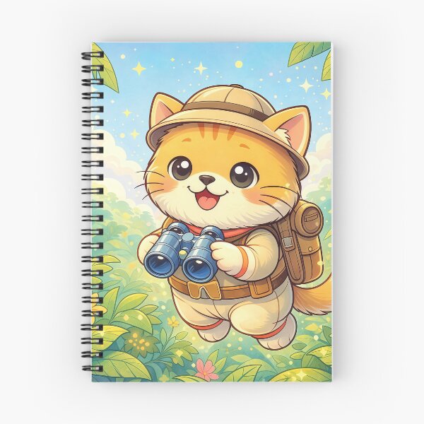 Item preview, Cute Jungle Explorer Cat with Binoculars | Kawaii Adventure Kitten Cartoon Illustration designed and sold by Furfolkz.