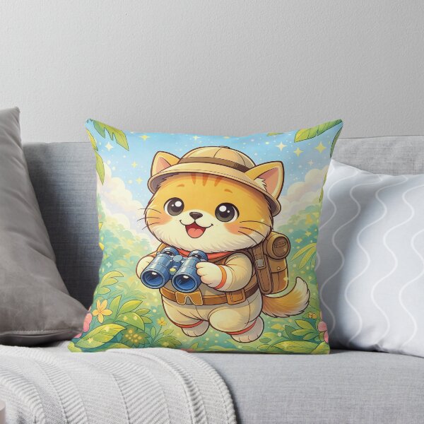 Item preview, Cute Jungle Explorer Cat with Binoculars | Kawaii Adventure Kitten Cartoon Illustration designed and sold by Furfolkz.