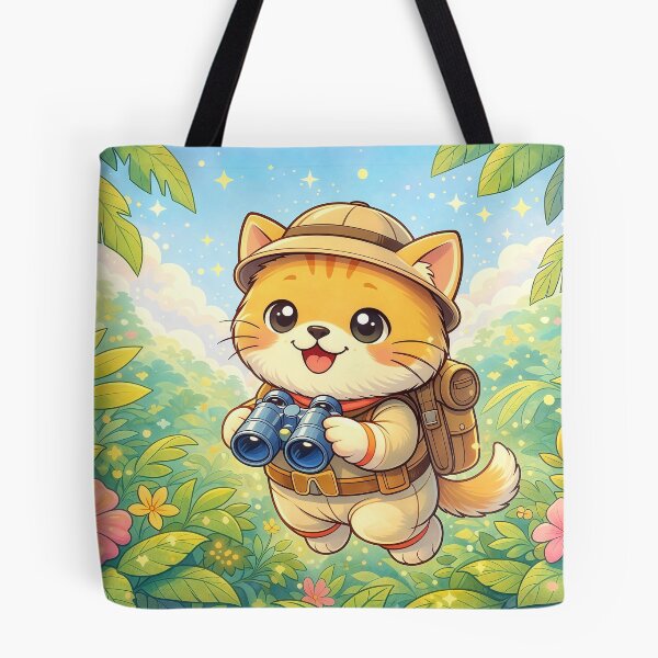 Item preview, Cute Jungle Explorer Cat with Binoculars | Kawaii Adventure Kitten Cartoon Illustration designed and sold by Furfolkz.