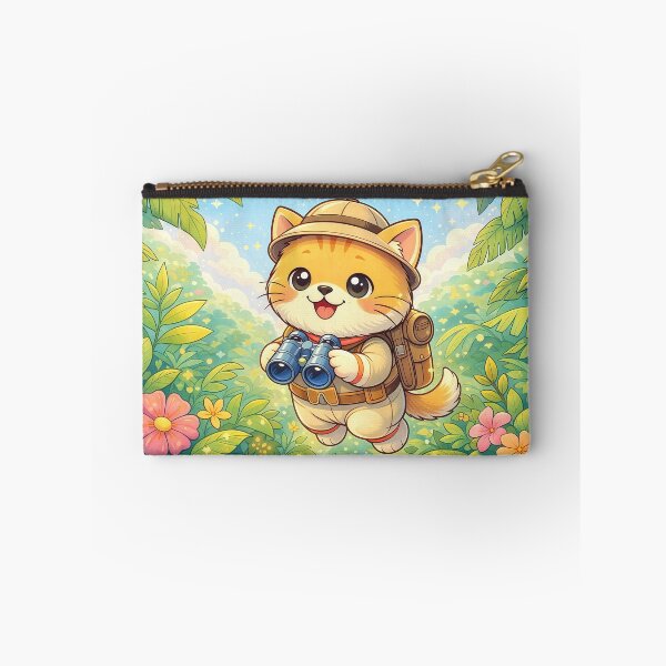 Item preview, Cute Jungle Explorer Cat with Binoculars | Kawaii Adventure Kitten Cartoon Illustration designed and sold by Furfolkz.