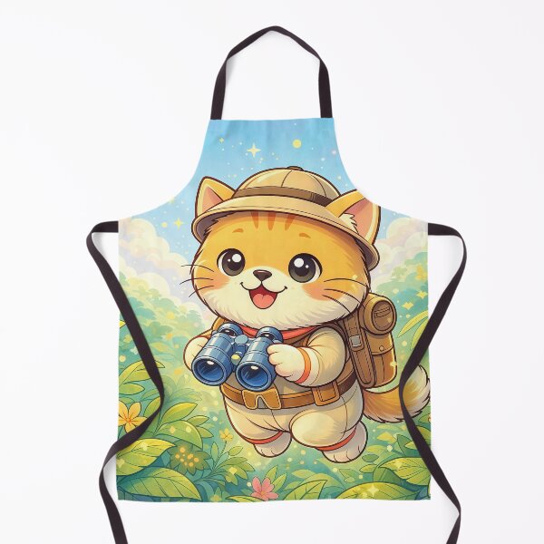 Item preview, Cute Jungle Explorer Cat with Binoculars | Kawaii Adventure Kitten Cartoon Illustration designed and sold by Furfolkz.