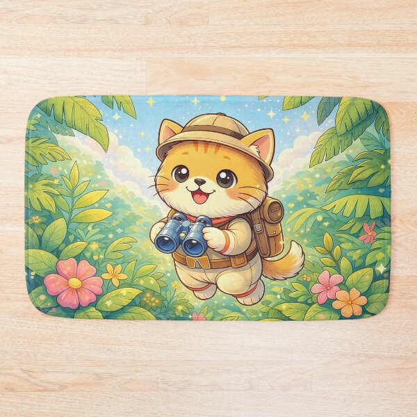 Item preview, Cute Jungle Explorer Cat with Binoculars | Kawaii Adventure Kitten Cartoon Illustration designed and sold by Furfolkz.