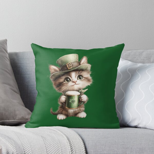 Item preview, Cute Lucky Cat Drinking Green Beer – St Patrick’s Day Kitten designed and sold by Erika Kaisersot.