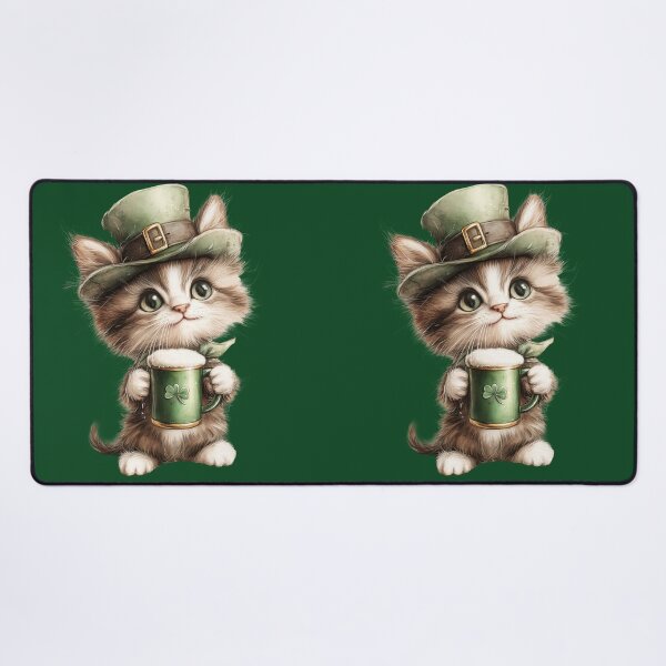 Item preview, Cute Lucky Cat Drinking Green Beer – St Patrick’s Day Kitten designed and sold by Erika Kaisersot.