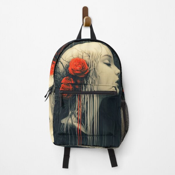 Item preview, Surreal Woman Portrait With Red Roses Dark Aesthetic designed and sold by Shoot-The-Moon.