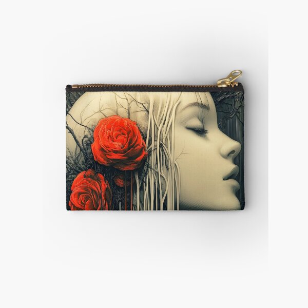 Item preview, Surreal Woman Portrait With Red Roses Dark Aesthetic designed and sold by Shoot-The-Moon.