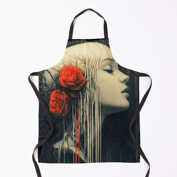 Item preview, Surreal Woman Portrait With Red Roses Dark Aesthetic designed and sold by Shoot-The-Moon.