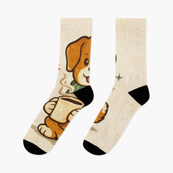 Item preview, Vintage Cozy Puppy Coffee Illustration | Cute Dog Drinking Coffee Retro Cartoon Design designed and sold by Furfolkz.