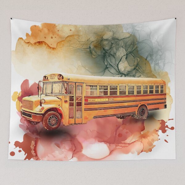 Item preview, Retro Vintage Yellow School Bus – Nostalgic Travel Watercolor Art designed and sold by ChenEngEng.