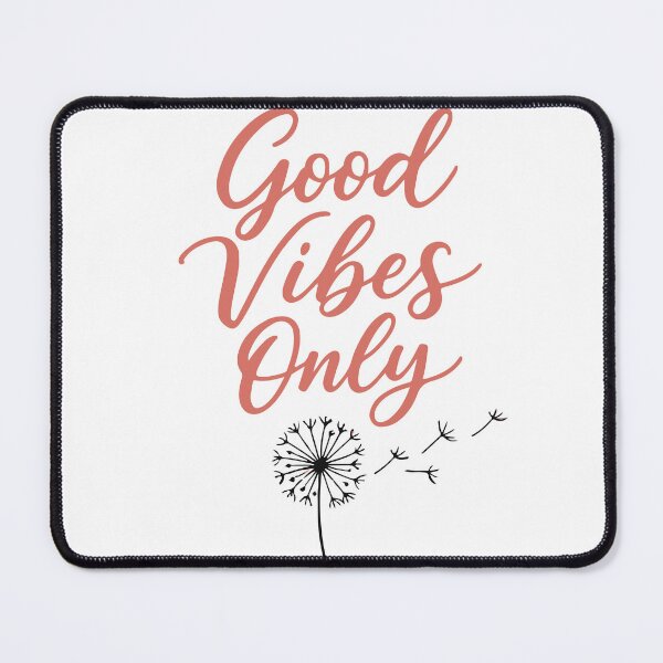 Item preview, Hand lettered brush script reads Good Vibes Only above a delicate dandelion illustration, conveying positivity, calm, motivation and modern boho style for posters designed and sold by Dejbar.