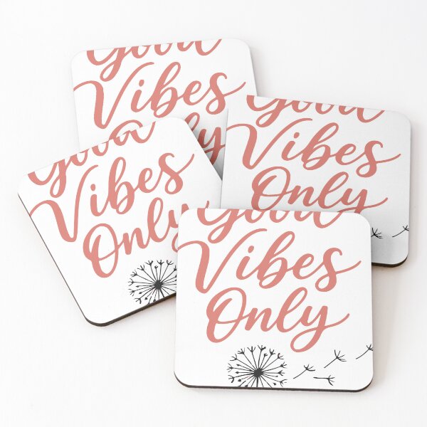 Item preview, Hand lettered brush script reads Good Vibes Only above a delicate dandelion illustration, conveying positivity, calm, motivation and modern boho style for posters designed and sold by Dejbar.