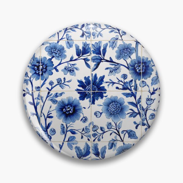 Item preview, Royal Delft Blue Floral Portuguese Inspired Pattern designed and sold by GrinGalore.
