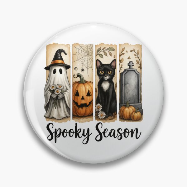 Item preview, Cute Halloween Ghost Pumpkin Spider Cat Gravestone Art designed and sold by Gallory Hive.
