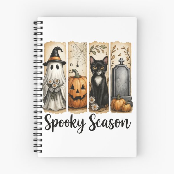 Item preview, Cute Halloween Ghost Pumpkin Spider Cat Gravestone Art designed and sold by Gallory Hive.