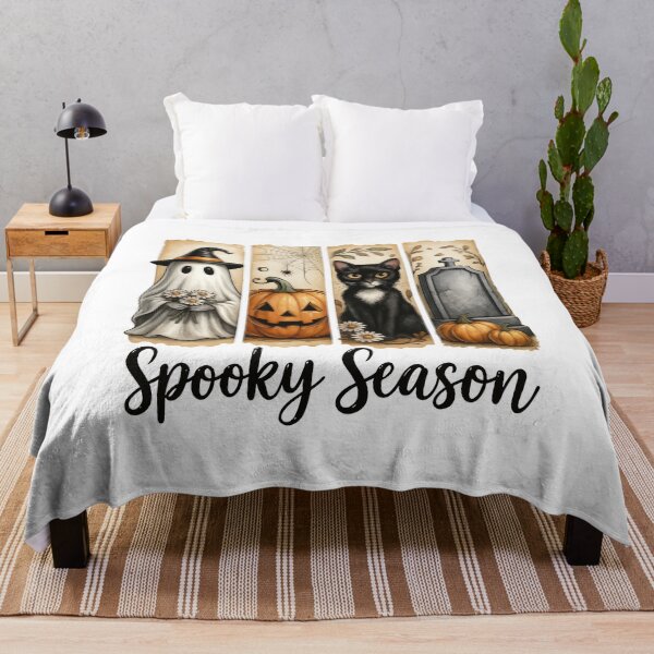 Item preview, Cute Halloween Ghost Pumpkin Spider Cat Gravestone Art designed and sold by Gallory Hive.