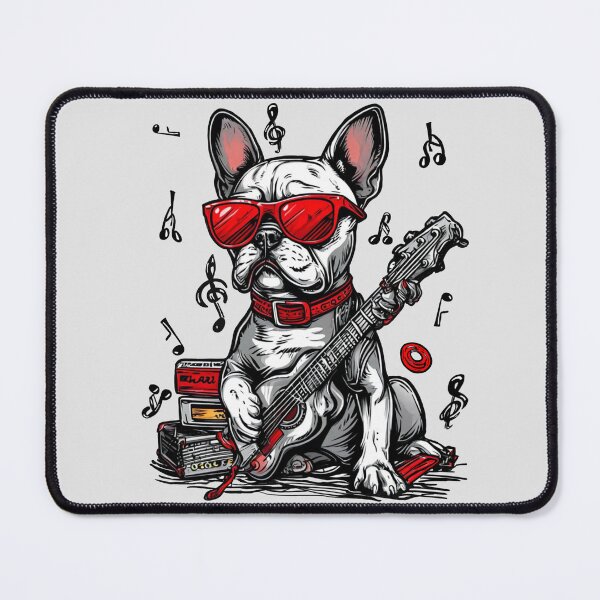 Item preview, Cool French Bulldog Guitarist with Red Sunglasses designed and sold by iPrintPaws.