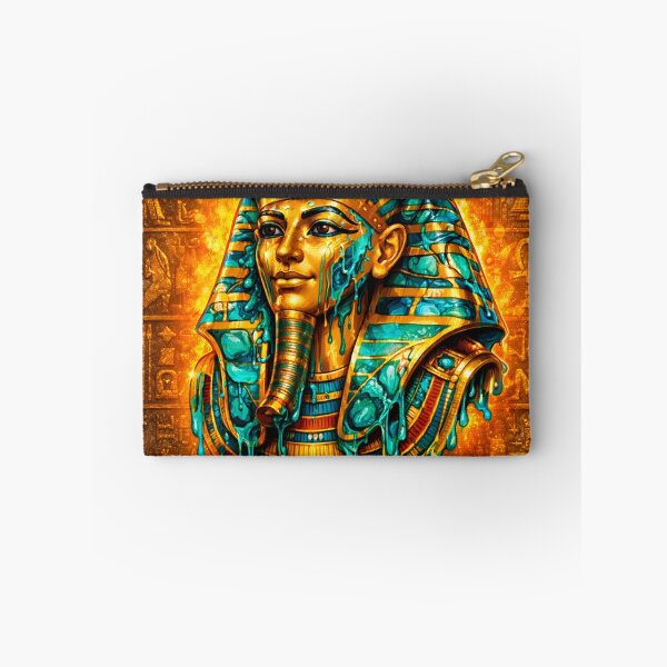 Item preview, Melting Golden Tutankhamun Mask – Ancient Egyptian Pharaoh Hieroglyphic Art designed and sold by GulfSignature.