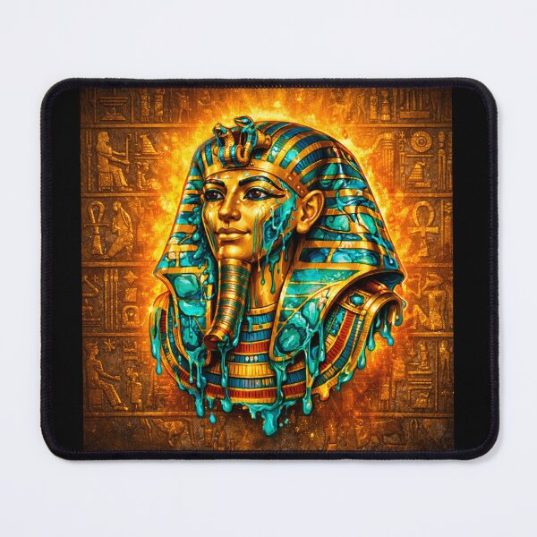 Item preview, Melting Golden Tutankhamun Mask – Ancient Egyptian Pharaoh Hieroglyphic Art designed and sold by GulfSignature.