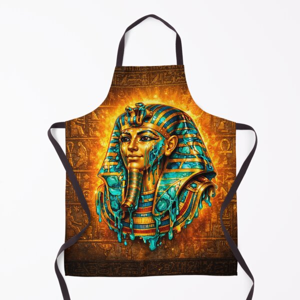 Item preview, Melting Golden Tutankhamun Mask – Ancient Egyptian Pharaoh Hieroglyphic Art designed and sold by GulfSignature.