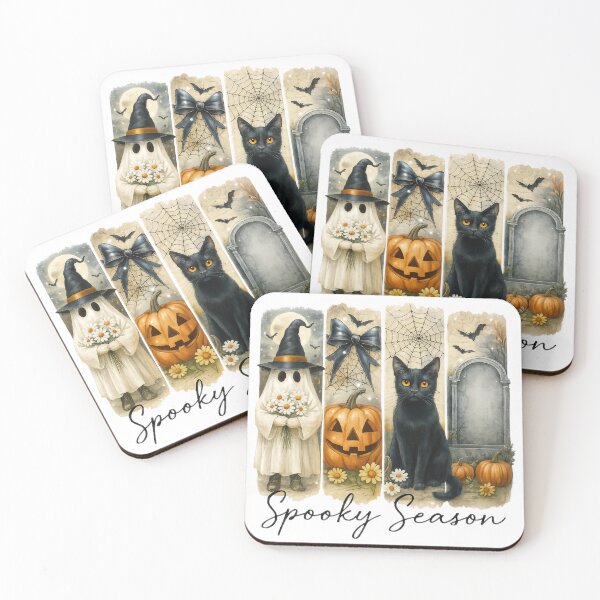 Item preview, Friendly Halloween Ghost Pumpkin Spider Cat Gravestone Design designed and sold by Gallory Hive.