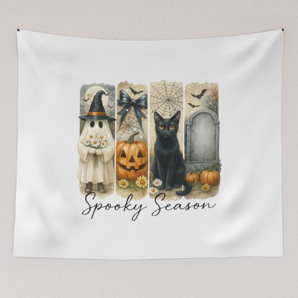 Item preview, Friendly Halloween Ghost Pumpkin Spider Cat Gravestone Design designed and sold by Gallory Hive.