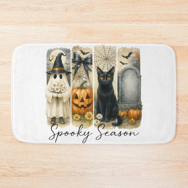 Item preview, Friendly Halloween Ghost Pumpkin Spider Cat Gravestone Design designed and sold by Gallory Hive.