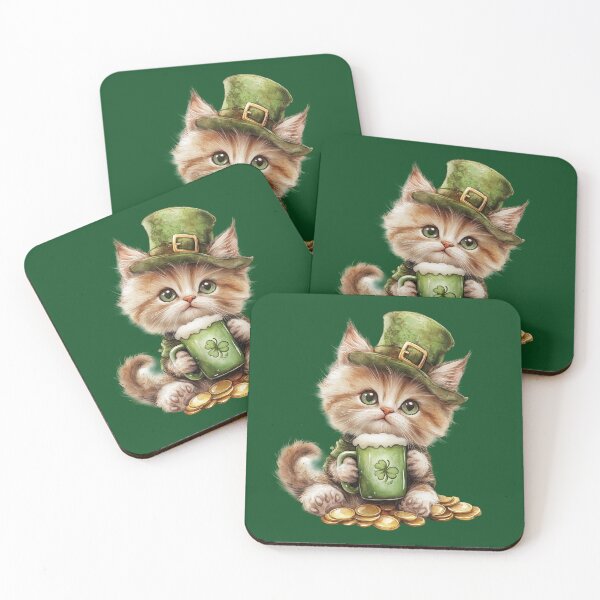 Item preview, Cute Lucky Beer Cat With Shamrock Mug – St Patrick’s Day Kitten designed and sold by Erika Kaisersot.
