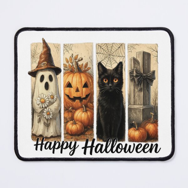 Item preview, Cute Halloween Ghost Pumpkin Cat Gravestone Design designed and sold by Gallory Hive.