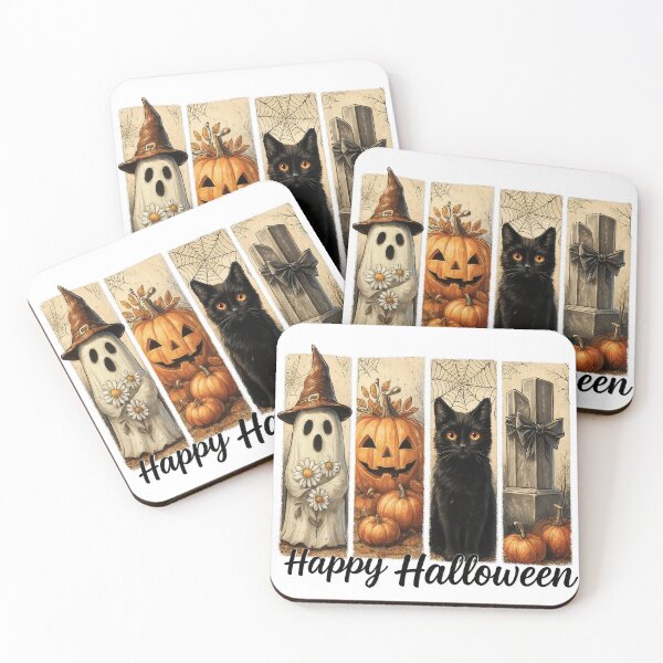 Item preview, Cute Halloween Ghost Pumpkin Cat Gravestone Design designed and sold by Gallory Hive.