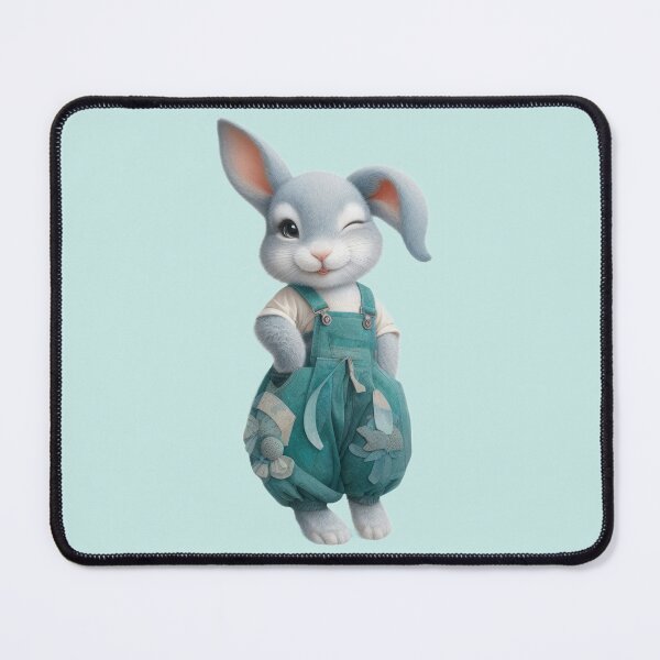 Item preview, Cute rabbit wear a teal overalls with playful wink designed and sold by ideandesign.