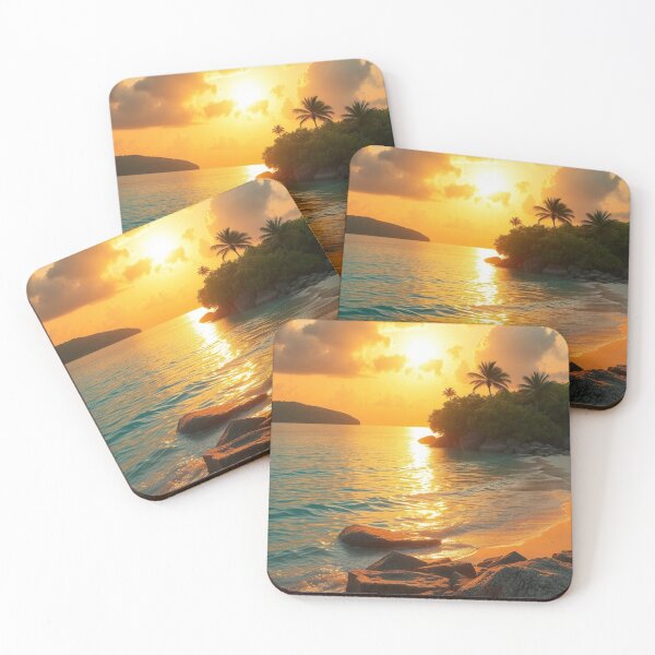 Item preview, Golden Tropical Sunset Over Palm Beach designed and sold by Vida e Arte.