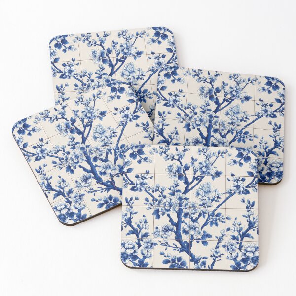 Item preview, Royal Delft Blue Floral Sakura Portuguese Inspired Pattern designed and sold by GrinGalore.