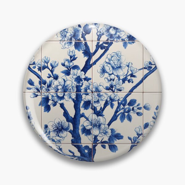 Item preview, Royal Delft Blue Floral Sakura Portuguese Inspired Pattern designed and sold by GrinGalore.