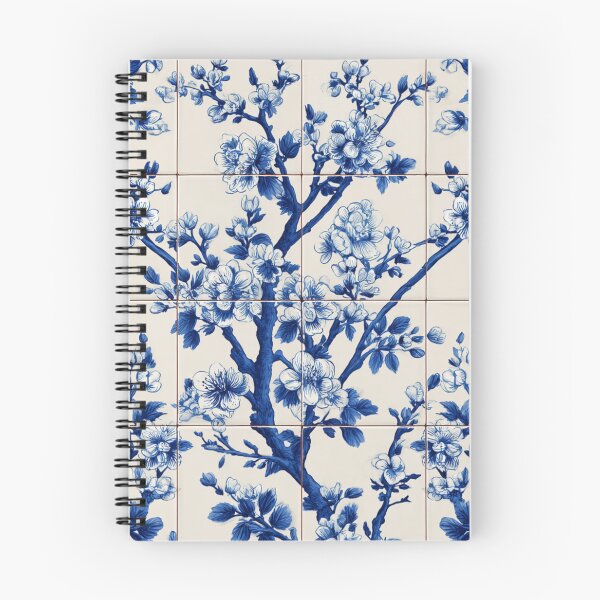 Item preview, Royal Delft Blue Floral Sakura Portuguese Inspired Pattern designed and sold by GrinGalore.