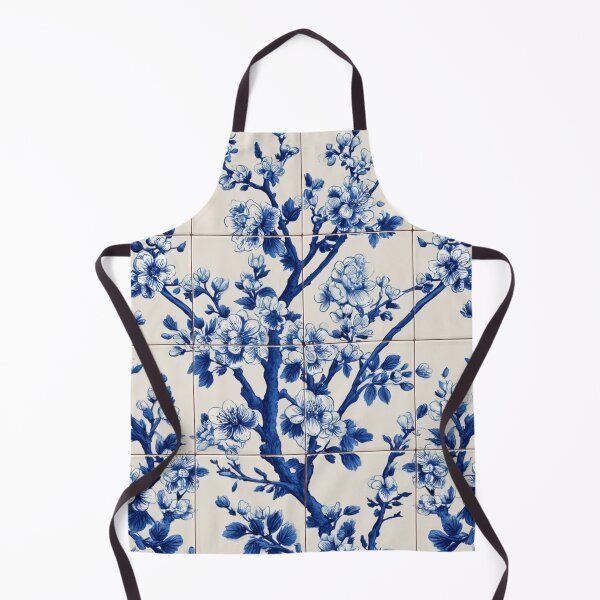 Item preview, Royal Delft Blue Floral Sakura Portuguese Inspired Pattern designed and sold by GrinGalore.