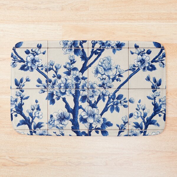 Item preview, Royal Delft Blue Floral Sakura Portuguese Inspired Pattern designed and sold by GrinGalore.