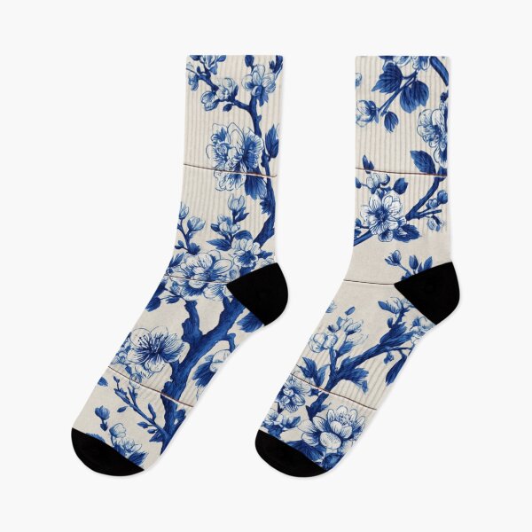 Item preview, Royal Delft Blue Floral Sakura Portuguese Inspired Pattern designed and sold by GrinGalore.