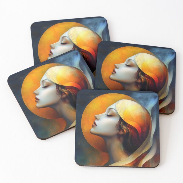 Item preview, Serene Vintage Woman Portrait With Golden Moon Background designed and sold by Shoot-The-Moon.