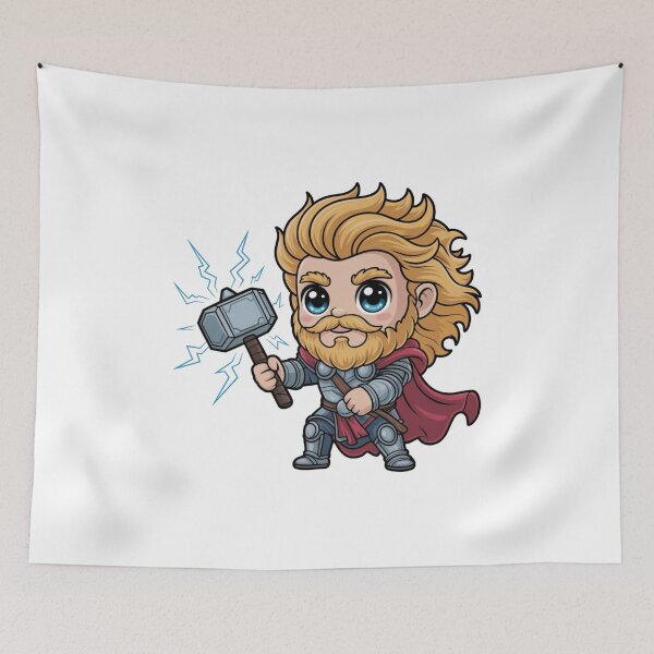 Item preview, Cute Thunder God Chibi – Kawaii Norse Mythology Warrior designed and sold by Dospart.