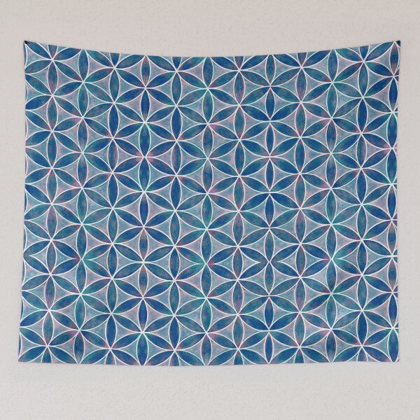 Item preview, Flower of Life Sacred Geometry Pattern Blue and White  designed and sold by shantilovesart.